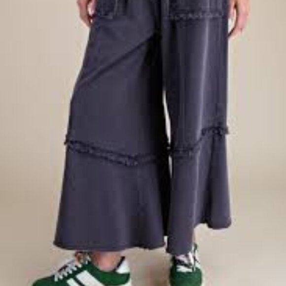 NWT: Easel Drawstring Wide Leg Terry Knit Pants - Picture 3 of 7